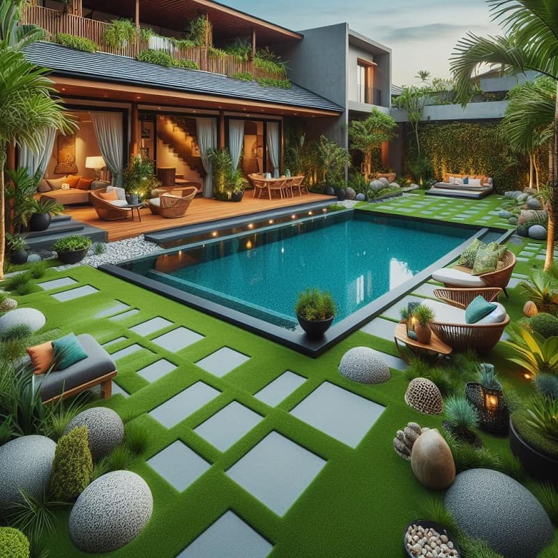 Artificial Grass Around Pool Ideas