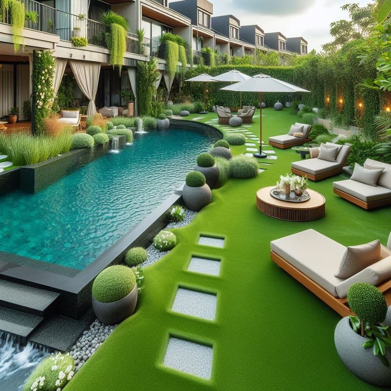 Artificial Grass Around Pool Ideas